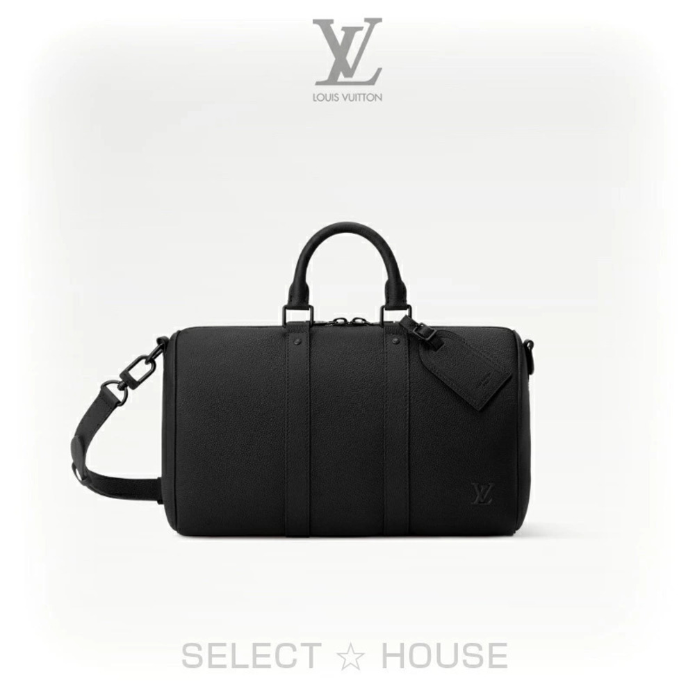 Louis Vuitton Keepall Bandouliere Travel Bag Leather Black White